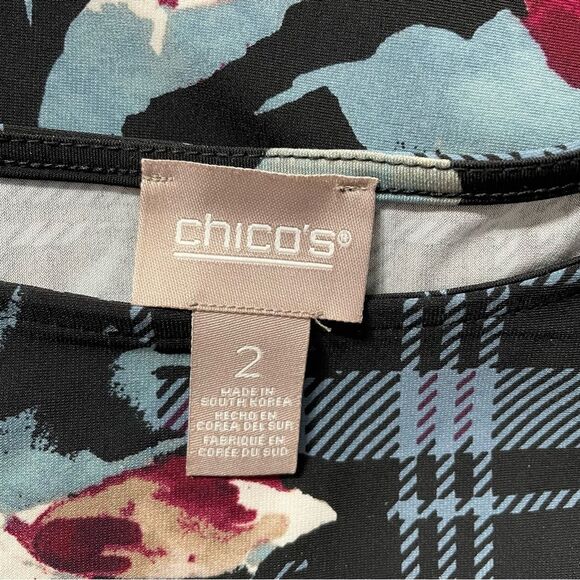 Chico's Bouquet Print Knee Length Sheath Dress Chico's Size 2 - Picture 7 of 8